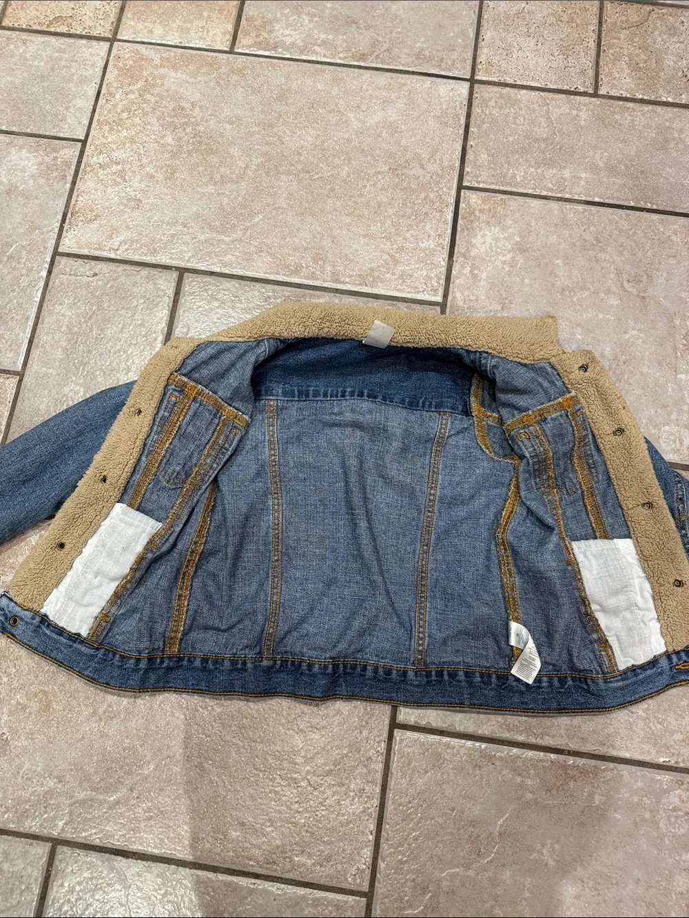 Carters Kids Blue Denim Jacket with Sherpa Collar— size 6